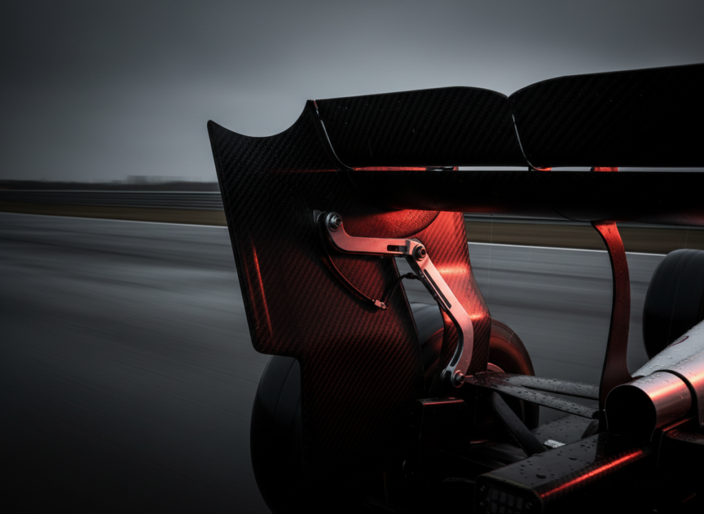 Formula race car rear wing detail